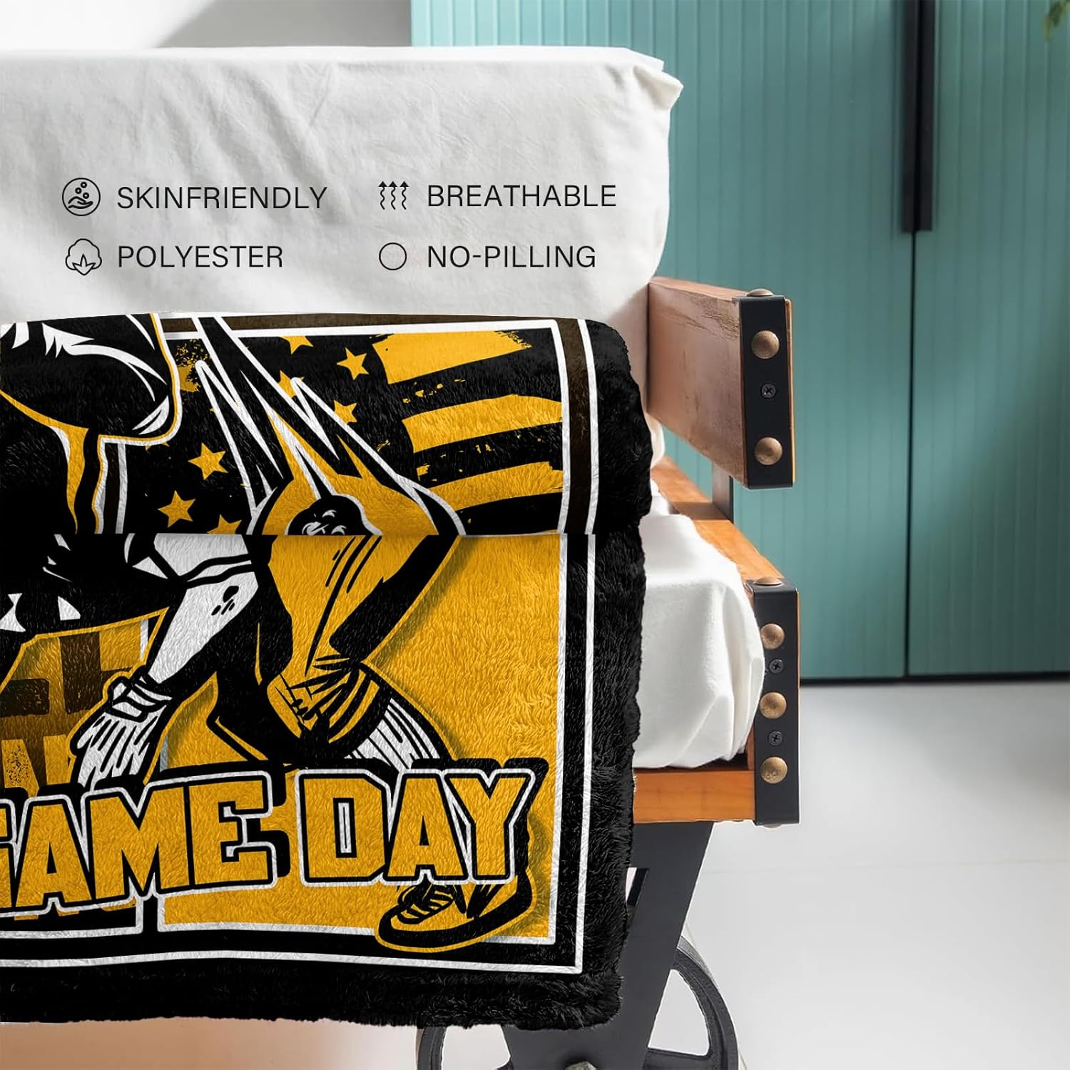 Football Gifts for Men Women, Football Throw Blanket 60" x 50" Sports Fans Merch Gear, Team Color Blanket for Couch Bed - Image 3