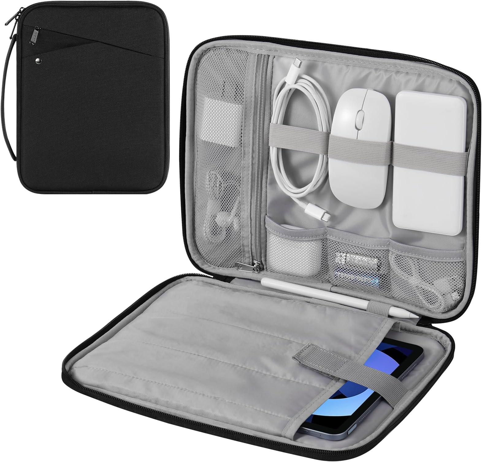 MoKo 9-11 Inch Tablet Sleeve Carrying Case with Handle, Padded Protective Travel Bag for New 11 inch iPad Air M3 2025, iPad A16 11", iPad Pro 11 M4, iPad 10/9/8/7th, Tab S9/S8 11, Black