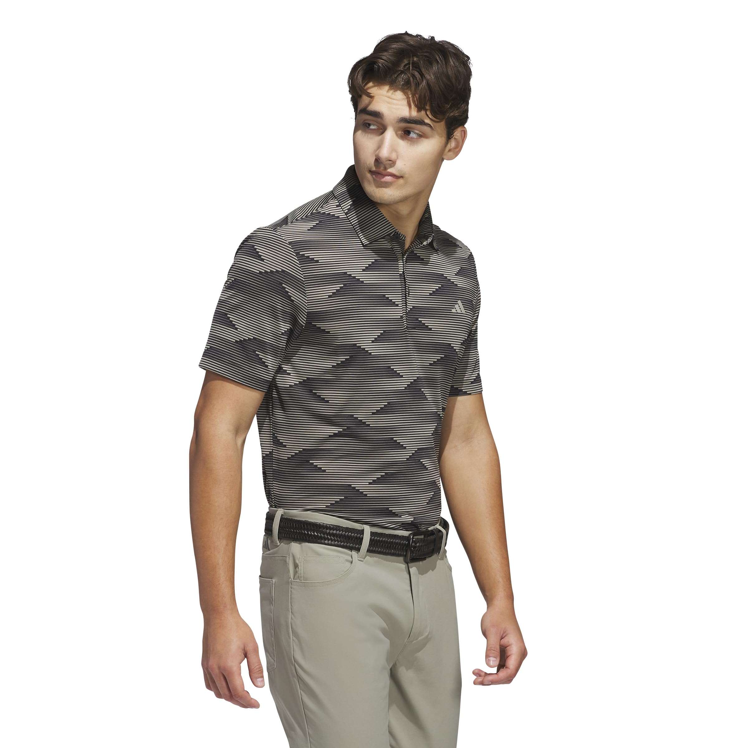 Adidas Men's Black/Putty Beige S25 Ultimate365 Speed Stripe Polo Shirt, Large
