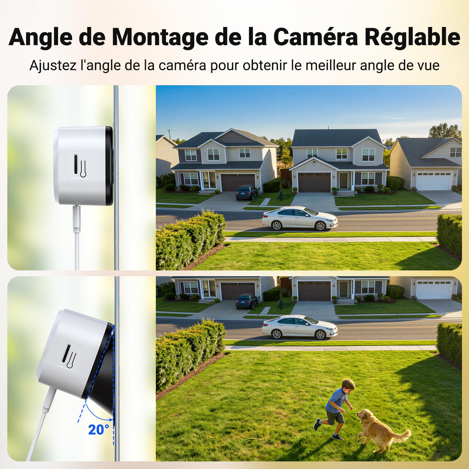 Caméra Magnétique pour Fenêtre 2K Sans Perçage, Surveillance Wi-Fi 2,4/5 GHz Intérieur, Vision Nocturne Couleur Starlight, Détection Personnes, Enregistrement 24/7