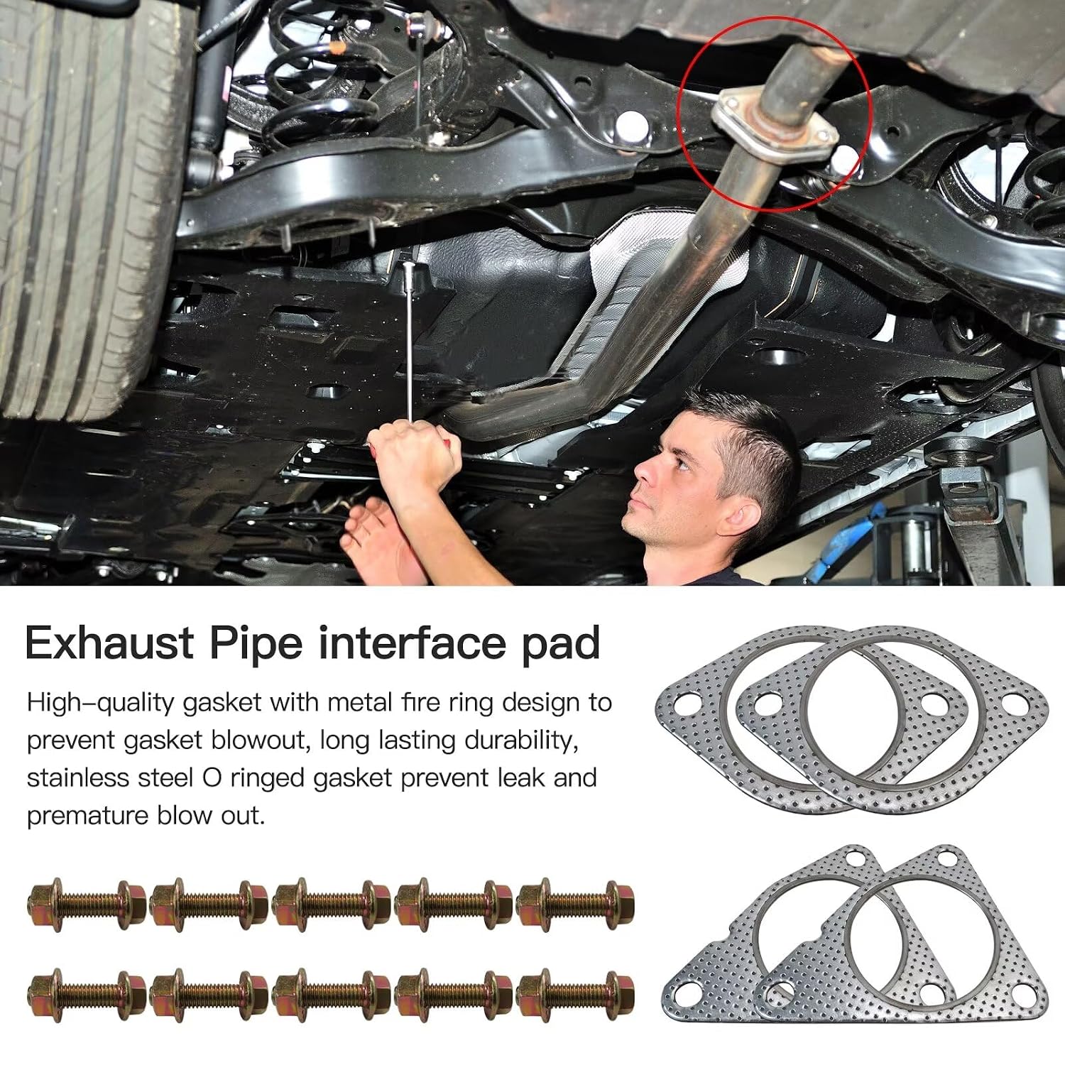 for 1-320 G37 370Z Exhaust Gasket Bolts Nuts Rebuild Kit Replacement for Infiniti 09-13 RWD G37 and AWD G37X Applications