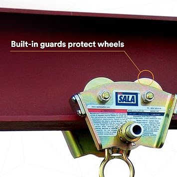3M DBI-SALA 2103143 Trolley For I-Beam For Use W/Self Retracting Lifeline (Fits Beam Flanges 3-8 In Width Up To 11/16 Thick), Gold