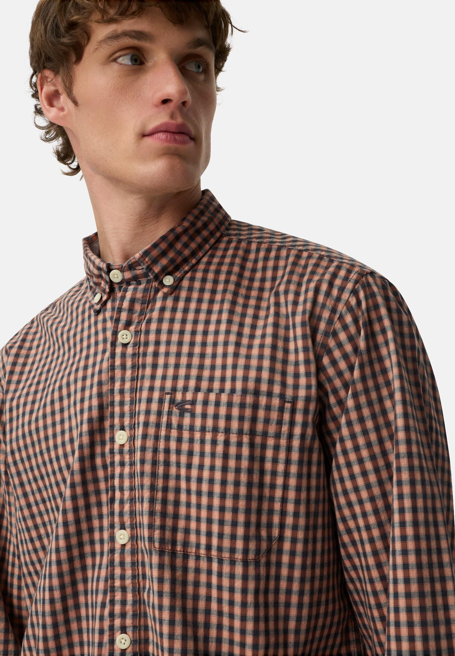 camel active Herren Langarm Hemd aus Reiner Baumwolle
