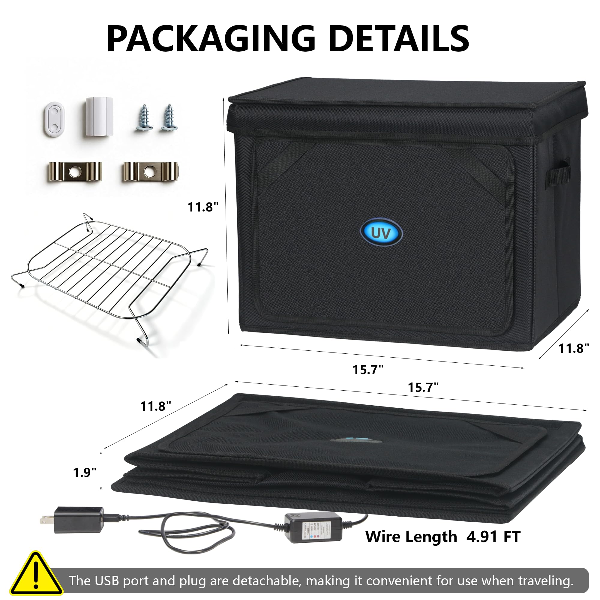 Caja desinfectante UV grande, máquina de desinfección y limpieza portátil de 36 litros con temporizador de 3 niveles, caja de limpieza UV plegable para uso doméstico como teléfono, toalla