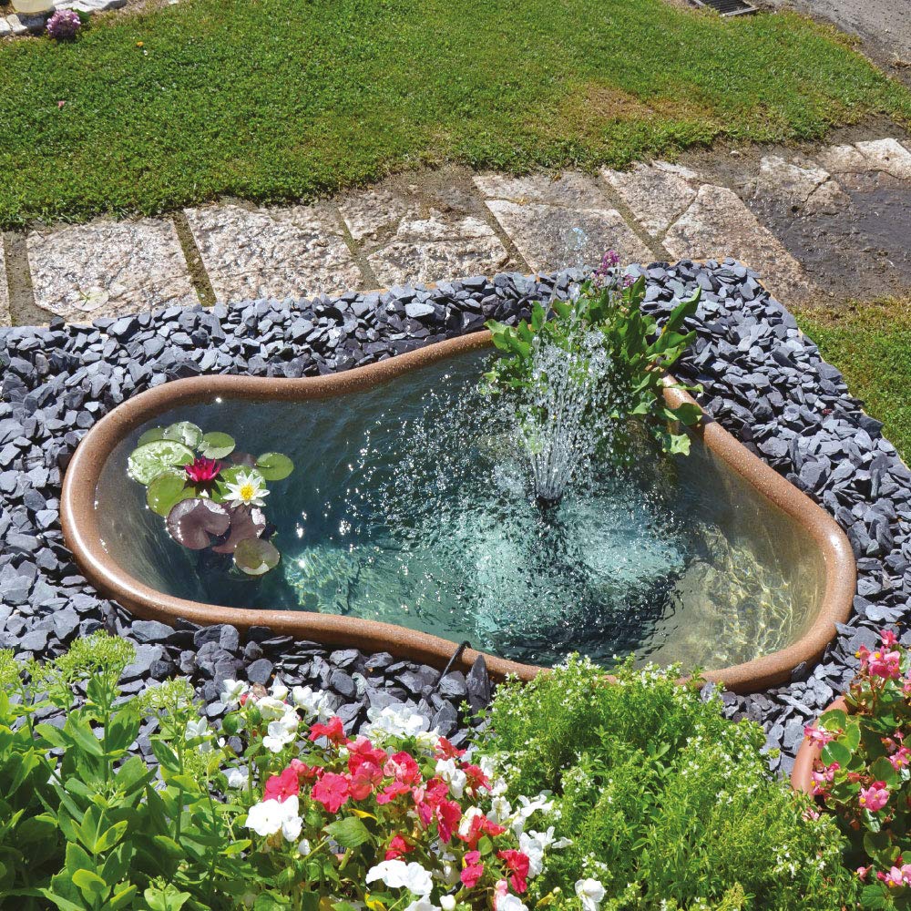 Giardini d'Acqua Kit Laghetto da Giardino Vetroresina 157 x 102 Effetto Naturale MOD. Caraibi + Filtro Interno Uvc 1500 Stagno Artificiale 260 Lt Pompa Inclusa Vasca Piante Pesci