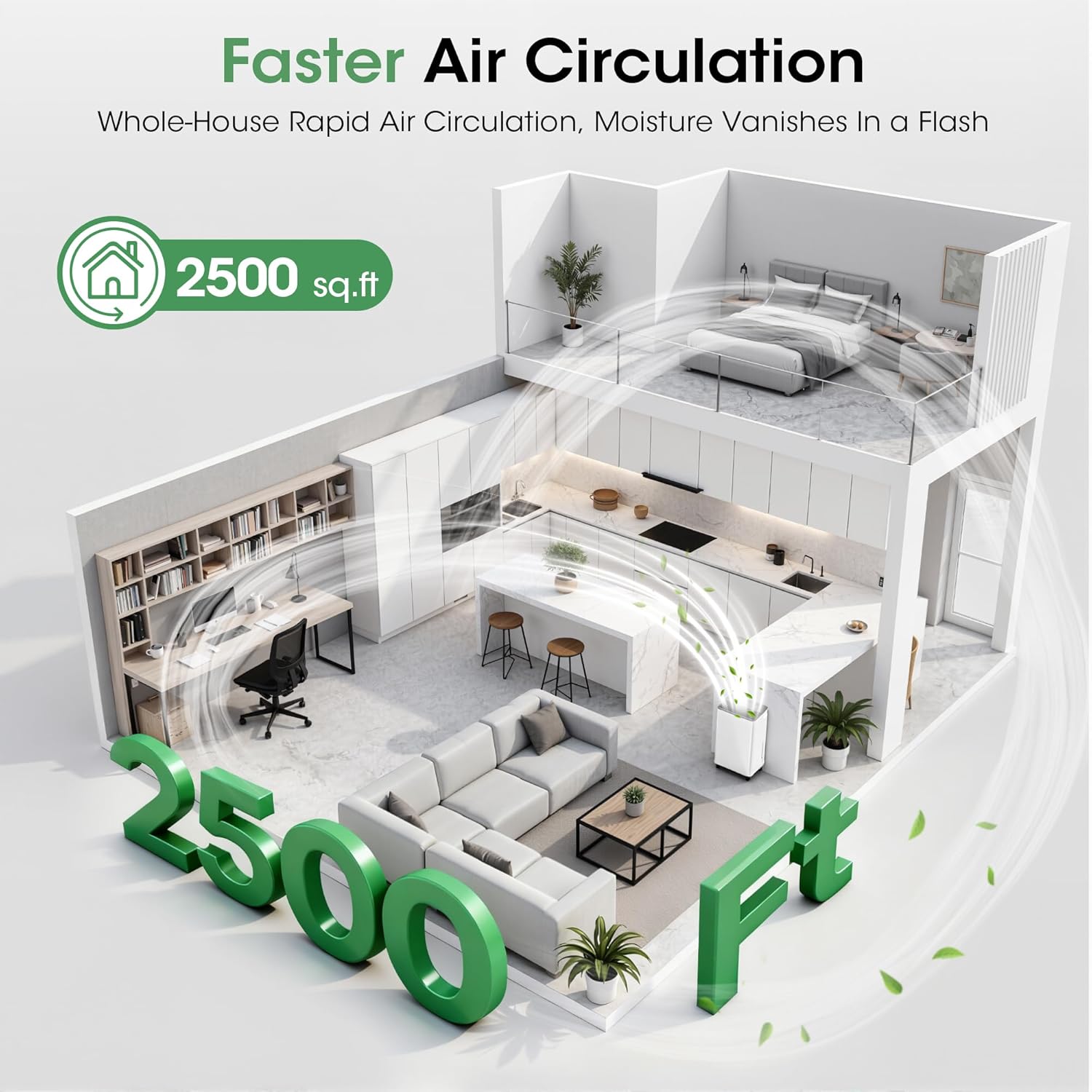 2500 sq.ft Dehumidifier for Basement, Smart APP WiFi Control,35 Pint Dehumidifiers for Home with Drain Hose, 24H Timer & Child Lock, Quiet & Eco, Ideal for Large Rooms, Bathroom, Bedroom，Pure white