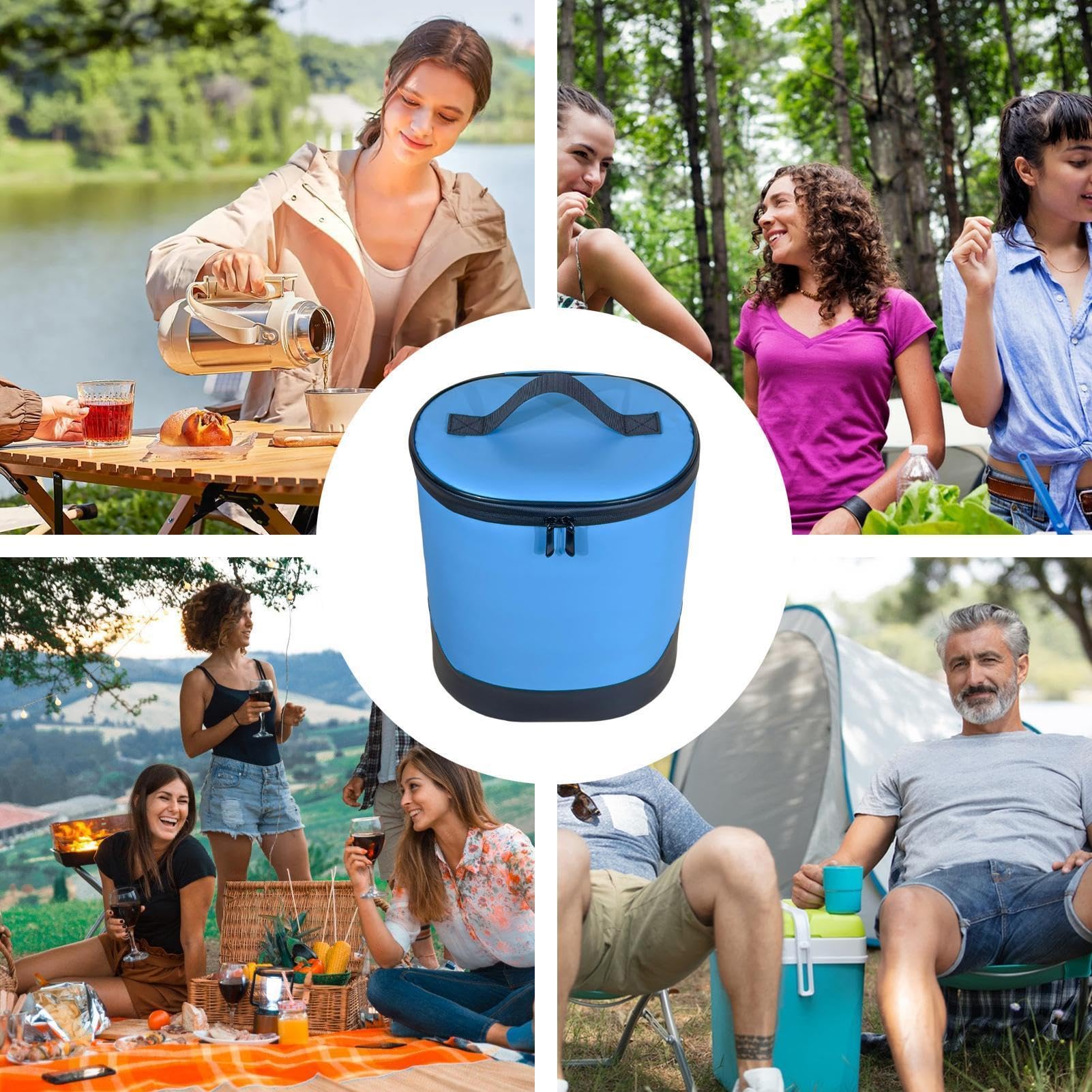 Borsa termica da viaggio – 26 x 22 x 27 cm, 12 l (set di due), borsa termica pieghevole impermeabile | borsa a tracolla portatile da picnic, contenitore per ghiaccio da spiaggia, contenitore per