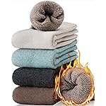 ProEtrade Merino Wool Socks Thermal Warm Winter Thick Hiking Boot Cabin Crew Cozy for Women Ladies Gift Stocking Stuffer Work Comfy Socks 5 Pack (Mixed)