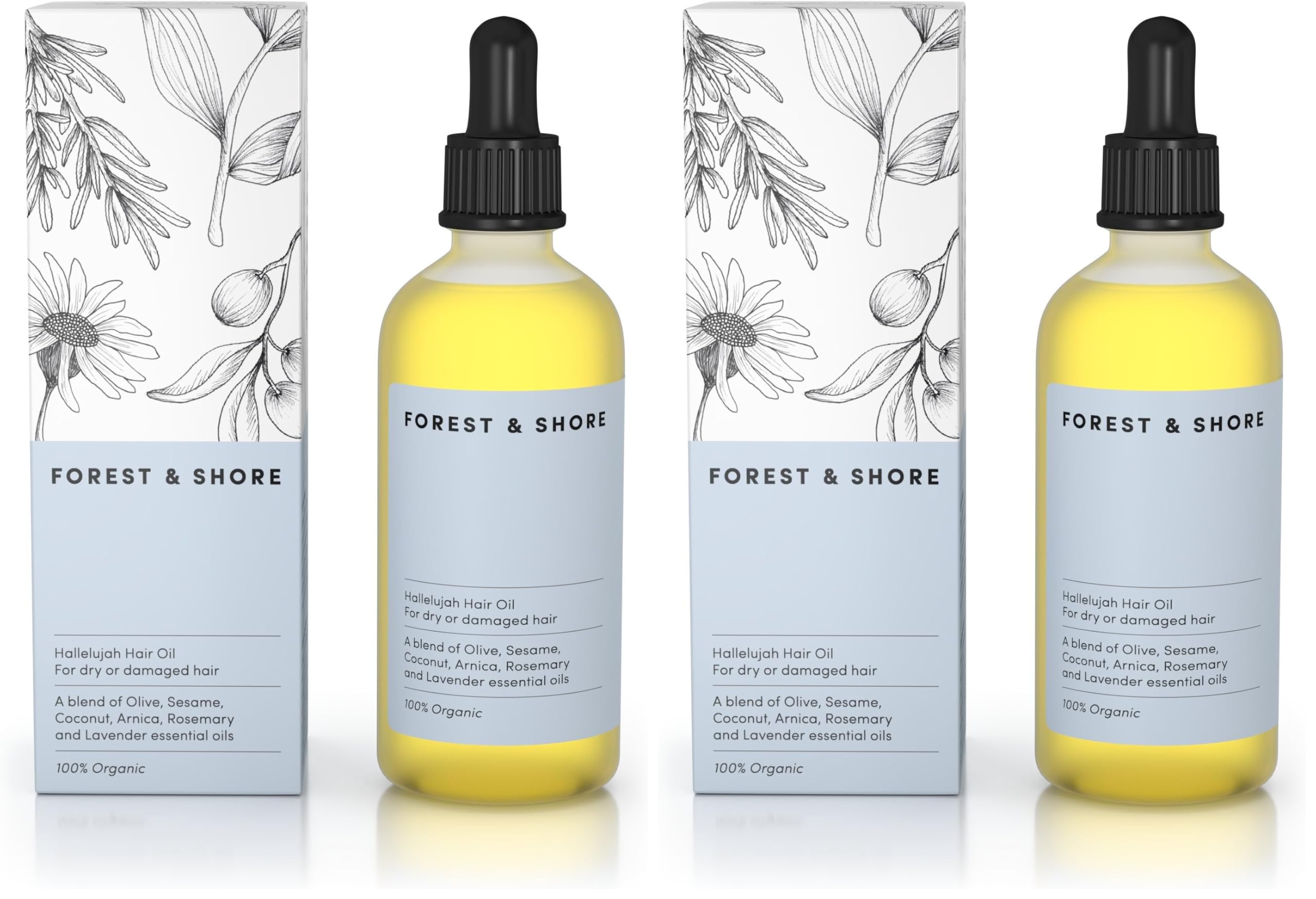 Natürliches Haaröl zum Haarwachstum beschleunigen mit biologischen Rosmarinöl, Rizinusöl, Mandelöl und Arganöl als Haarmaske und Haarkur (100 ml, Haarpflegeöl) (Packung mit 2)