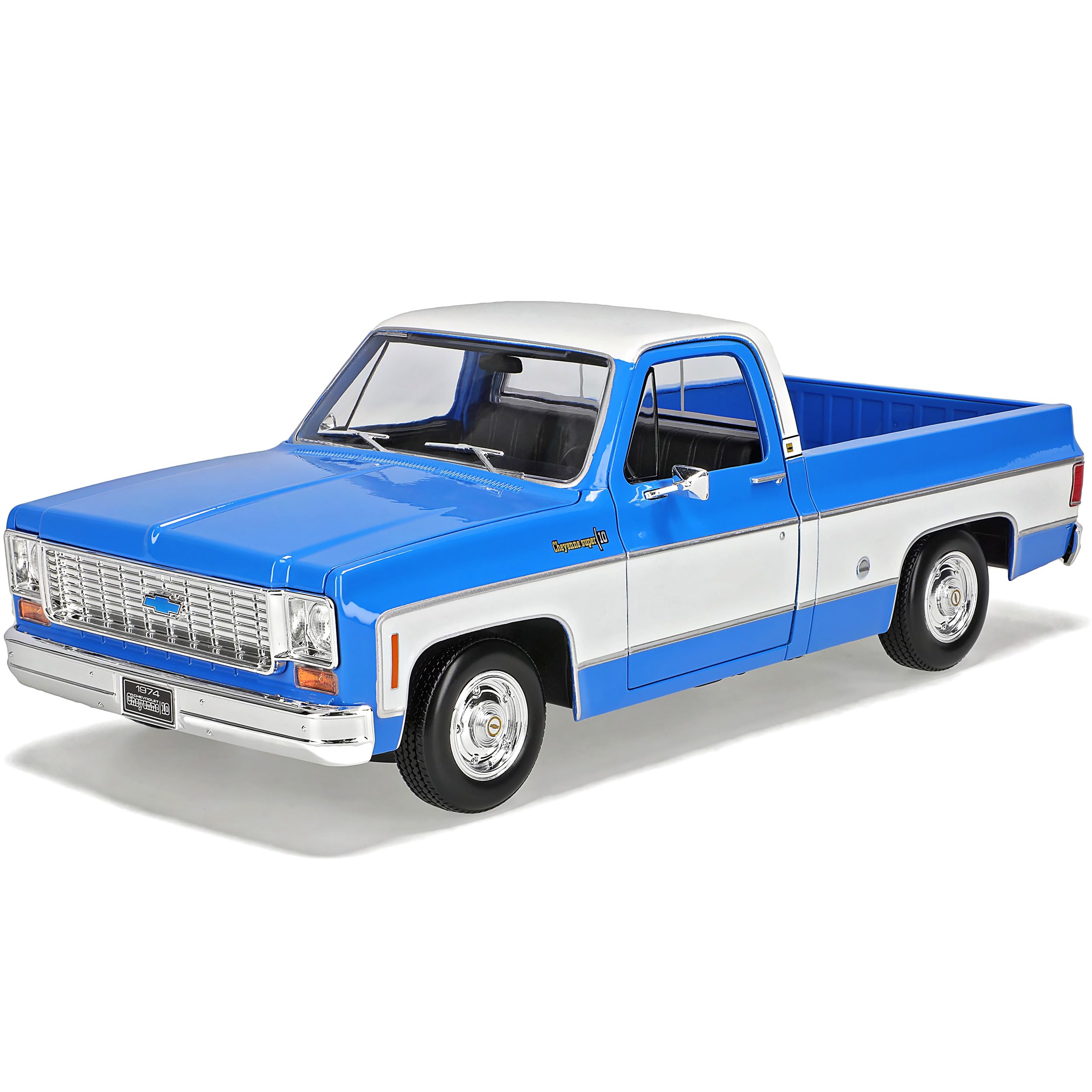 Chevrol. C10 Cheyenne Pick-Up Blau Weiss 3. Generation 1973-1991 1/18 Modell Auto