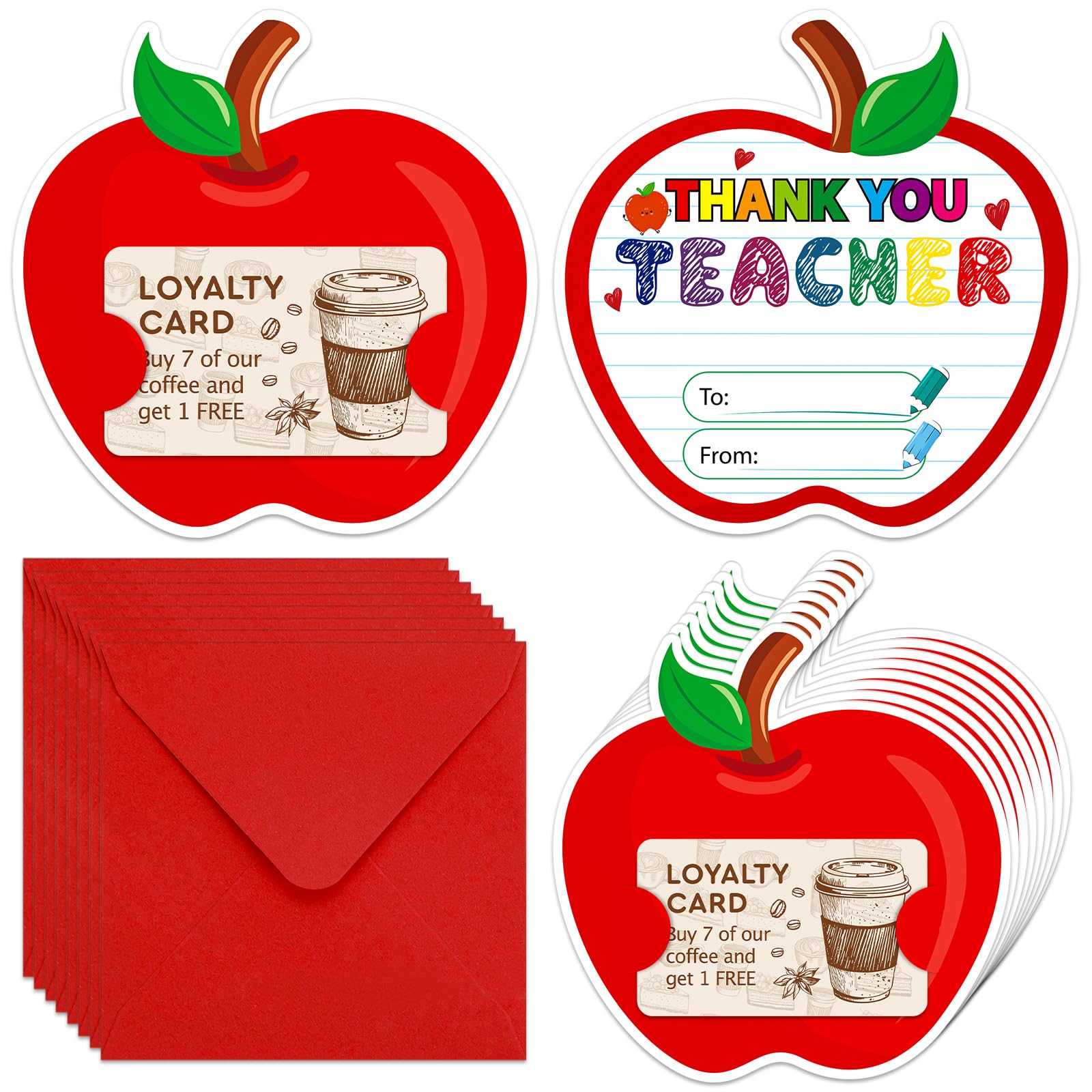 8 Pack Teacher Appreciation Gift Card Holder - Thank You Teacher Apple Gift Card Holder Money and Gift Card Sleeves End of Year Retirement Gifts for Women Men