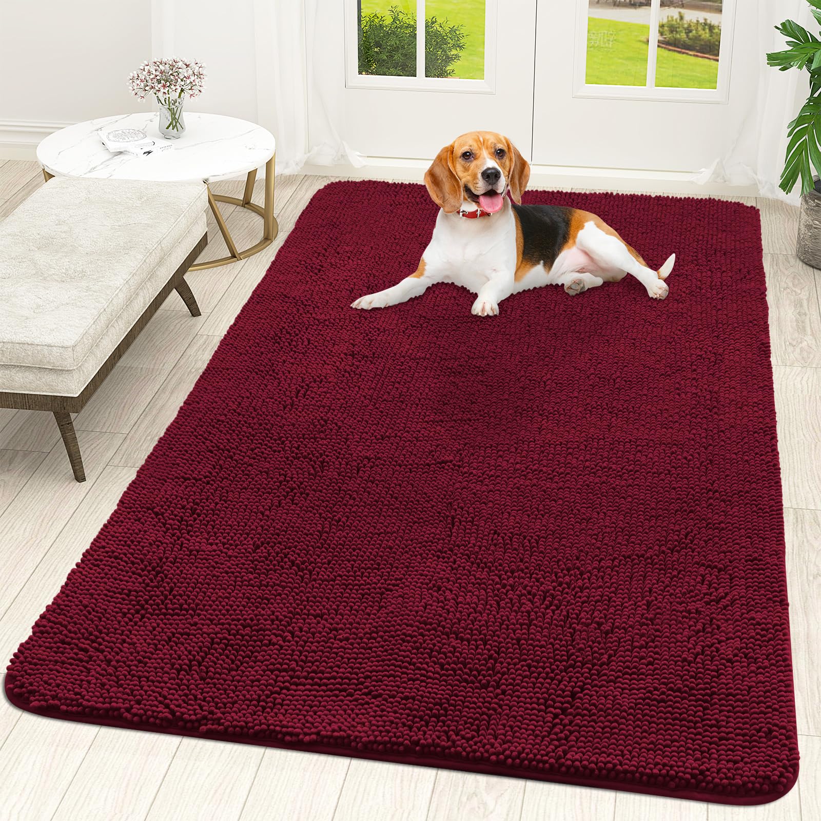 OLANLY Dog Doormat with Muddy Paws, Absorbs Moisture Dirt, Absorbent Non-Slip Washable Quick Dry Dog Entrance Mat Indoor Indoor Floor Mat โ image 1