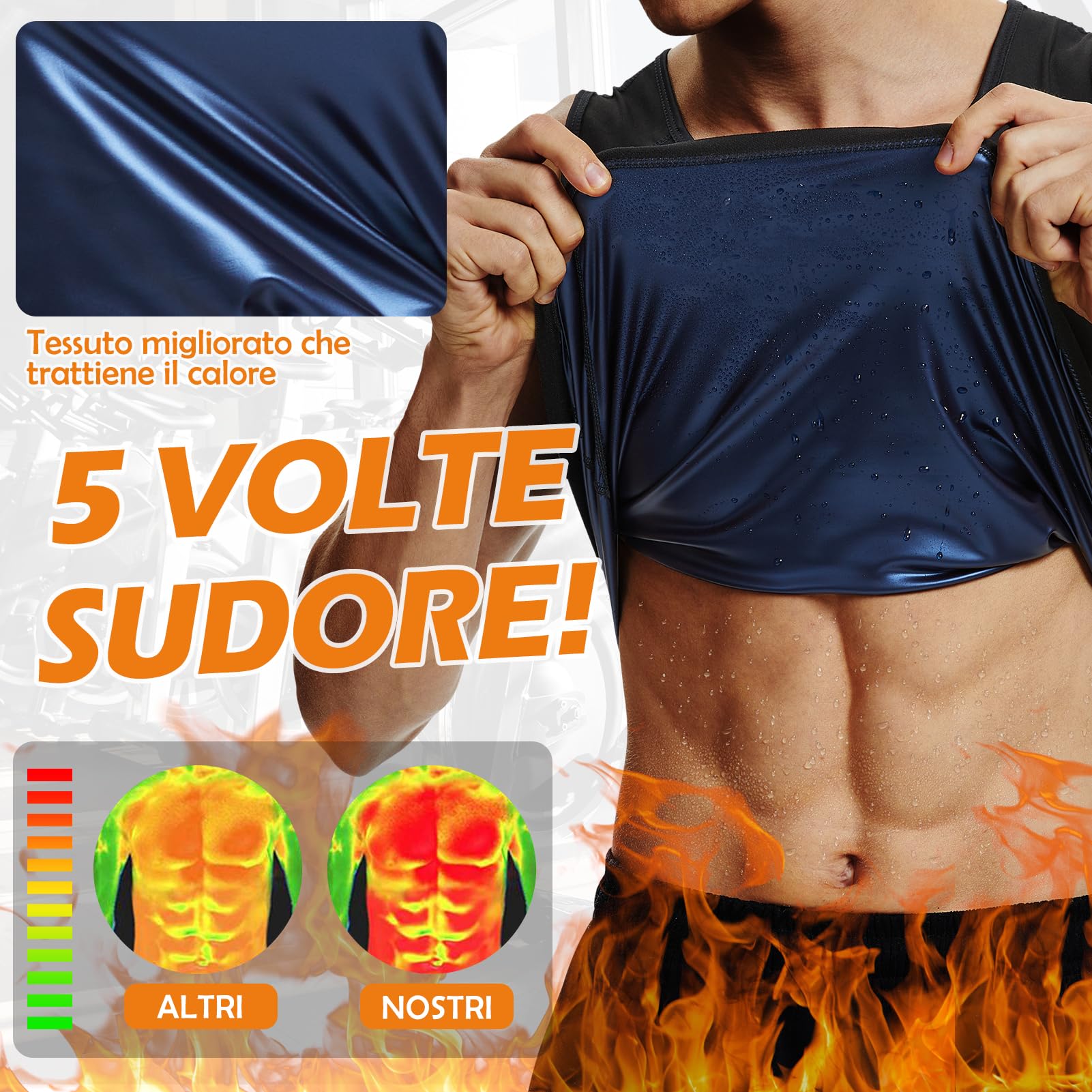 Kiiwah Canottiera Dimagrante da Sauna Uomo, Gilet Sauna Riscaldamento, Camicia Traspirante per Perdita di Peso Fitness