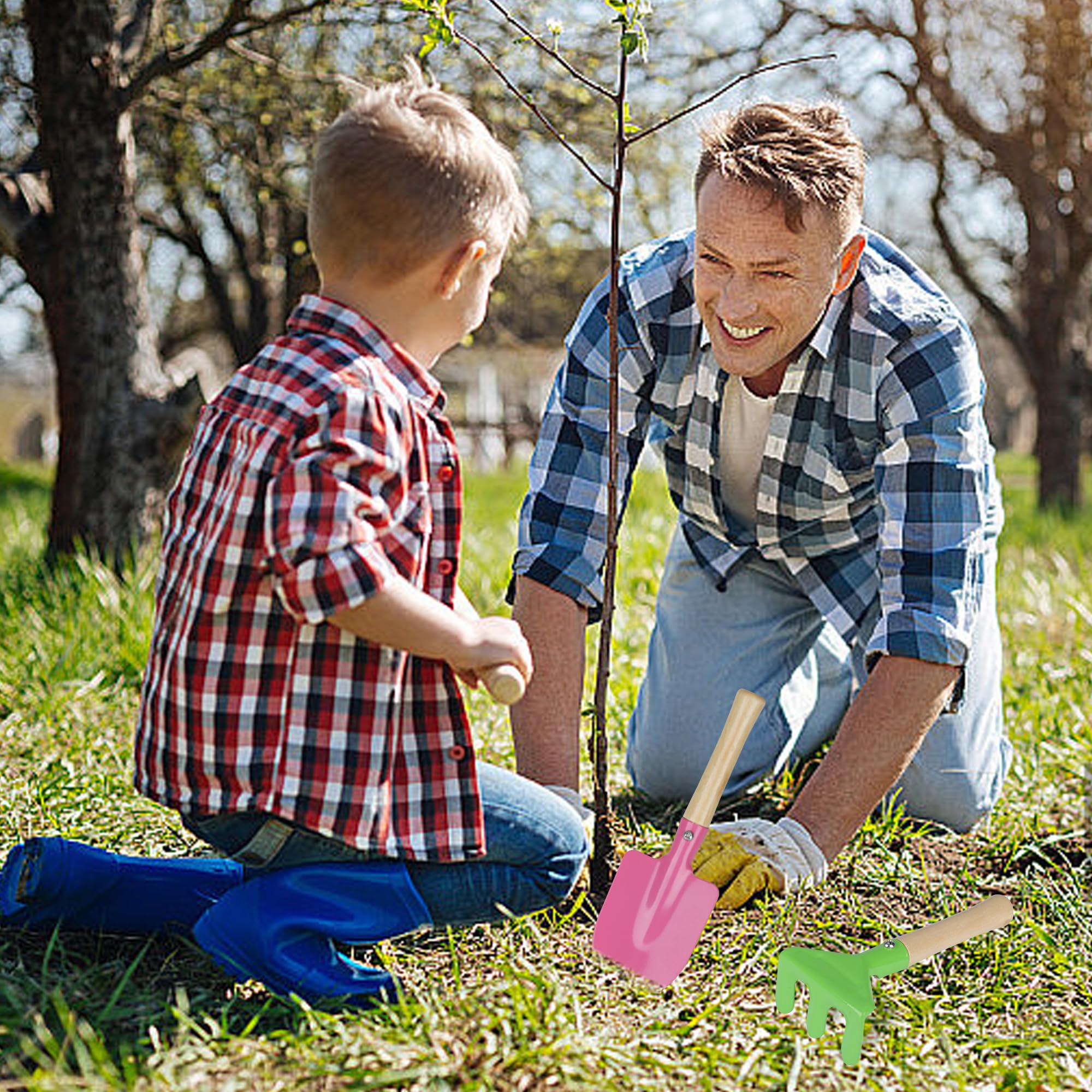 Set di paletta manuale per bambini a partire dai 3 anni, set da giardino con pala, rastrello, vanga, cucchiaio, forchetta, attrezzi da giardino