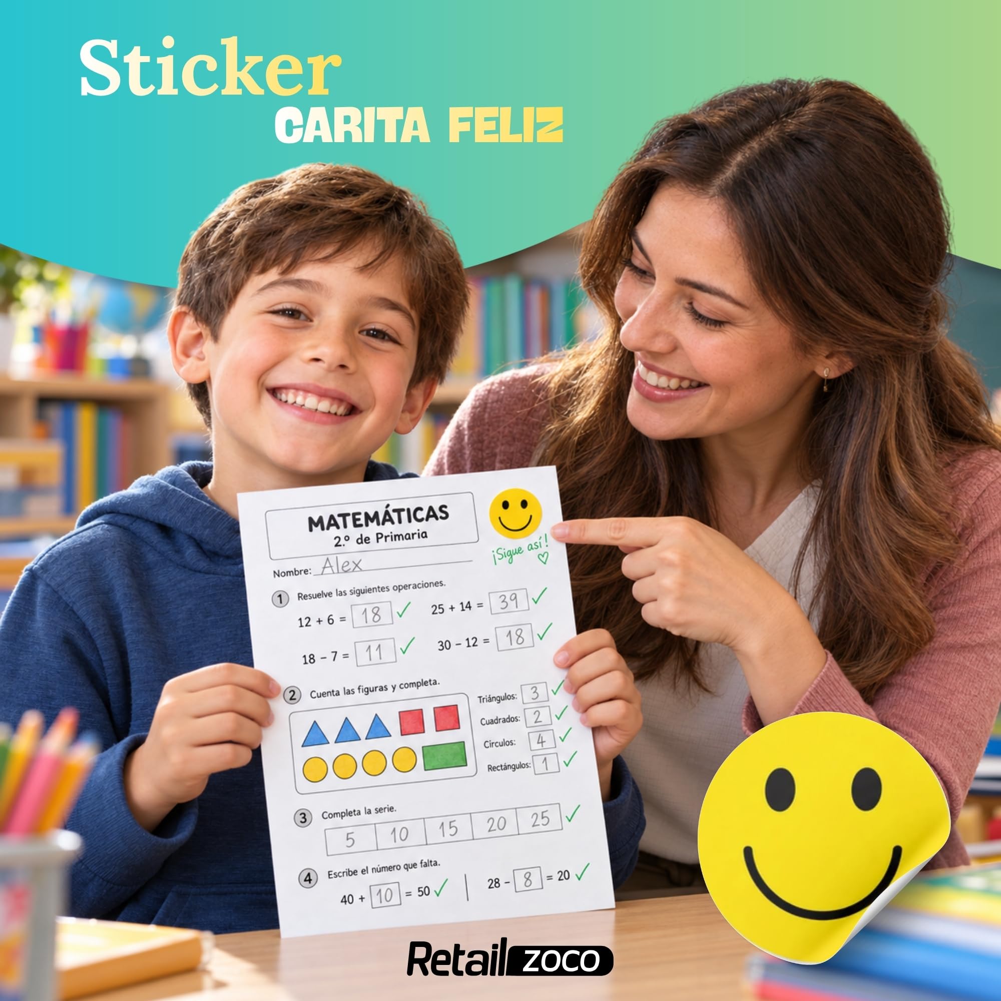 Rollo Pegatinas Emojis caras felices para niños, emoji stickers, 3  Unidads - imagen 2
