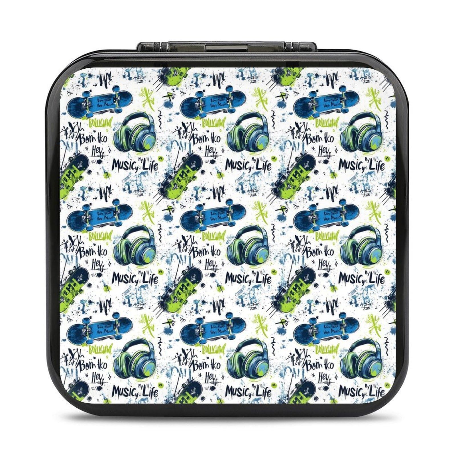 TZTTZT Compatible with Nintendo Switch Game Case Holder - Music Skateboard Graffiti Print Compatible with Nintendo Switch Game