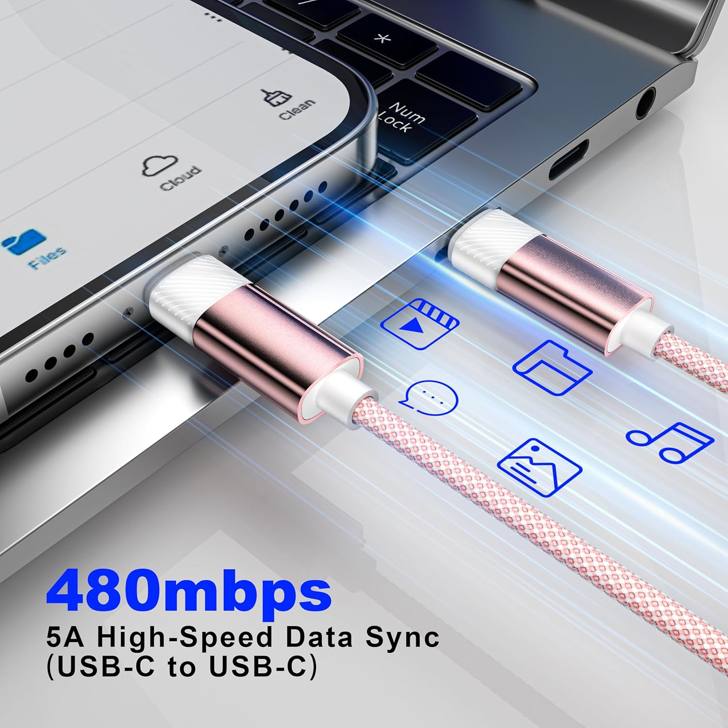 ZBF USB C to USB C Cable 100W Fast Charging Type-C Cable with Neck Massager(1-Pack 4.5FT), 5A High-Speed Data & Charging Cable for iPhone 17/16/15/14/13,Pad,Samsung Galaxy Android, More USB-C Devices