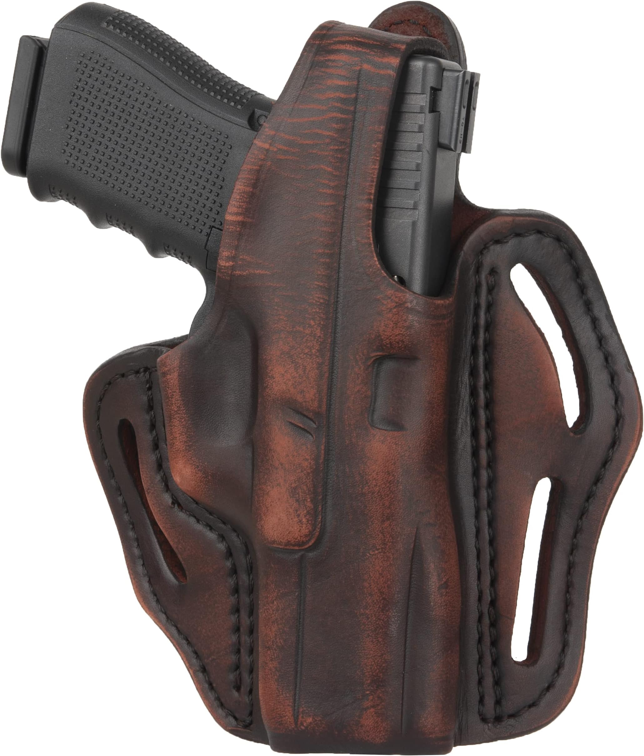 XDS Thumb Break Holster - Right Handed OWB Leather Gun Holster - Fits Glock 17, 19, 22, 23, 32 Sig Sauer P225, P228, P229, SW MP Shield MP9 MP40, FNS-9, CZ P08
