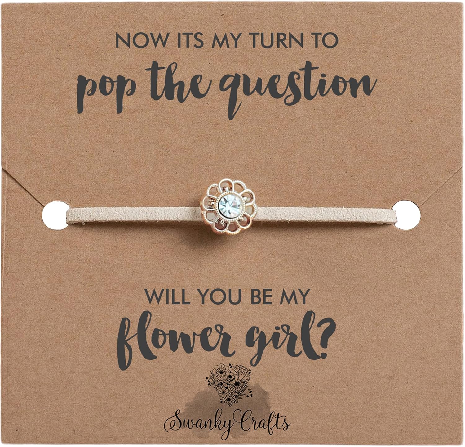 Swanky Crafts Will You Be My Flower Girl Proposal Gifts - Asking A Flower Girl Gifts from Bride, Flower Girl Jewelry for Flower Girls, Flower Girl Bracelet and Card