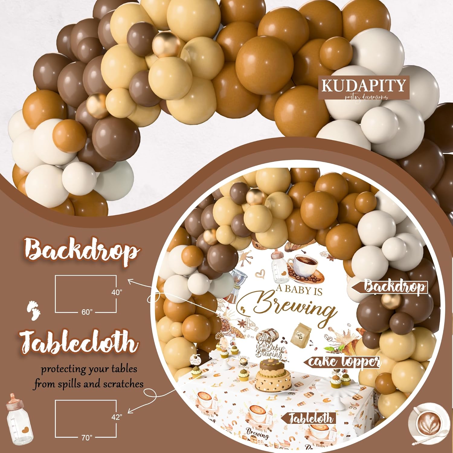 Coffee Themed Baby Shower Decorations A Baby Is Brewing Baby Shower Party Supplies Coffee Bean with Balloon Arch Banner Backdrop Tablecloth Mom&Dad To Be Sash Cake Cupcake Topper Coffee Gender Reveal