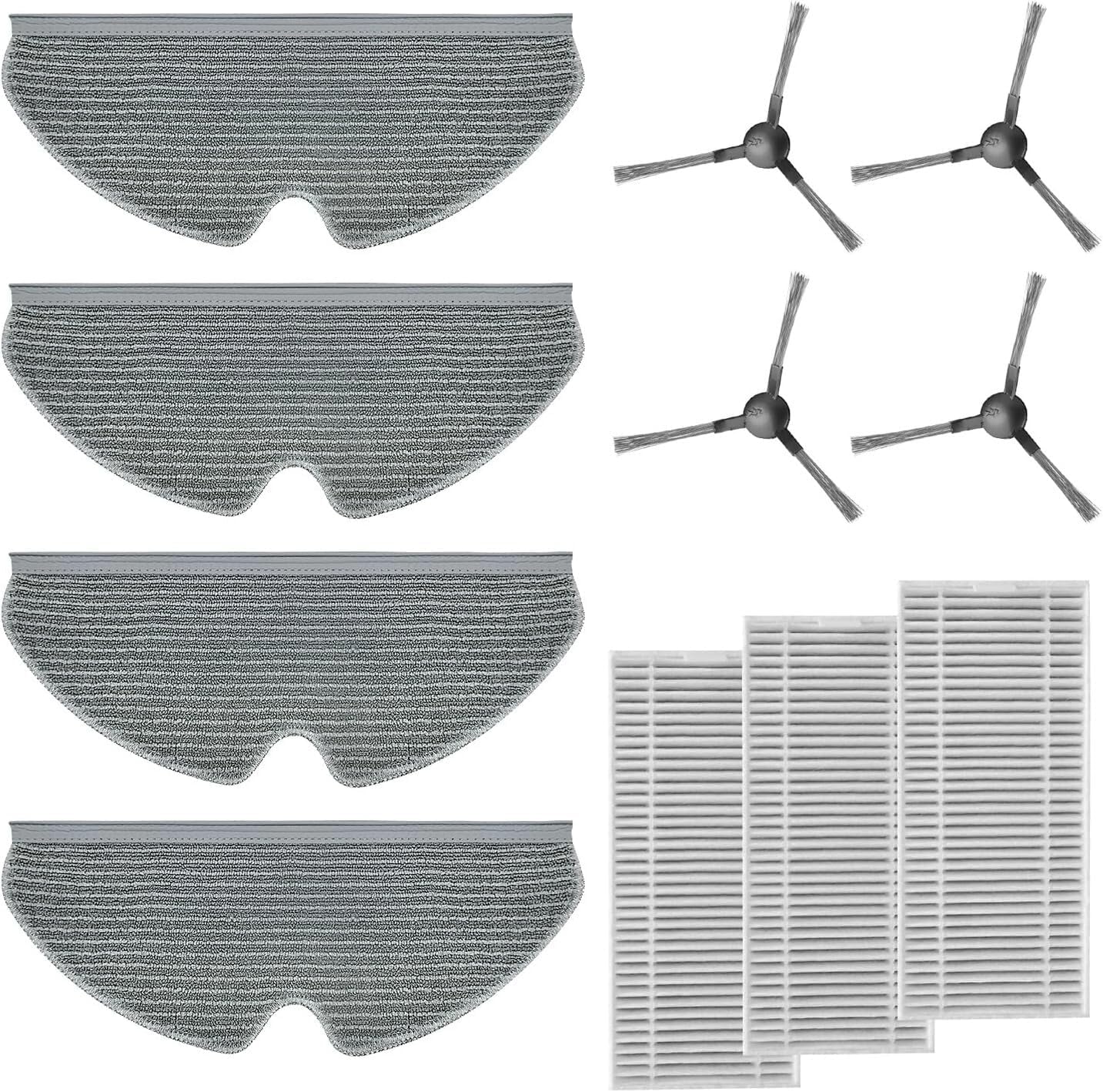 T7S Robot Vacuum and Mop, Replacement Accessories, Mop Pads (4 Packs) & Filters (3 Packs) & Side Brushes (2 Pairs)