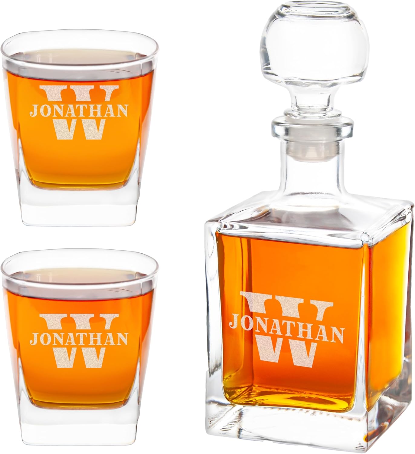 Personalized crystal decanter set with engraved wedding date