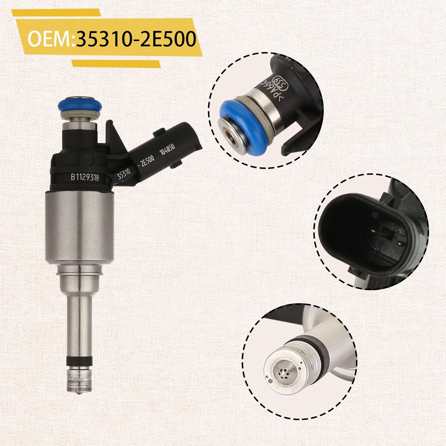 35310-2E500 High-pressure GDI 2.0L Fuel Injectors,Compatible with/Kia 2.0 Soul Forte 2014-2016,Compatible with/Hyundai Elantr Tucson 2014-2015 |6 Holes| |Set of 4|