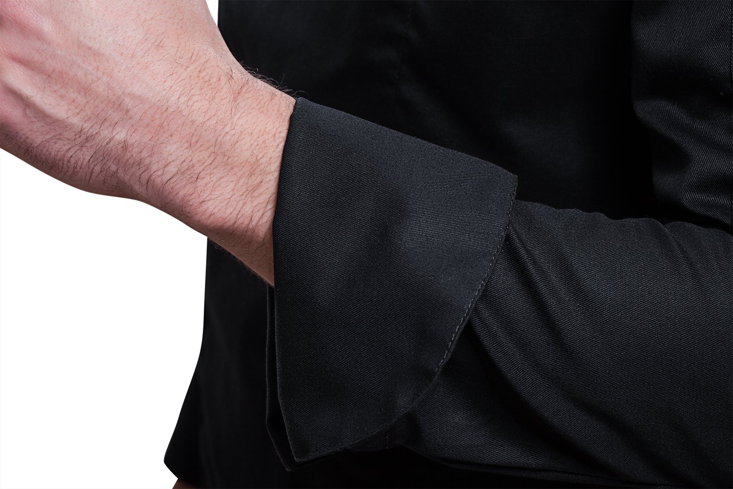Veste de Cuisine Chef Homme Professionnel Manches Longues Noir Blanc Gris