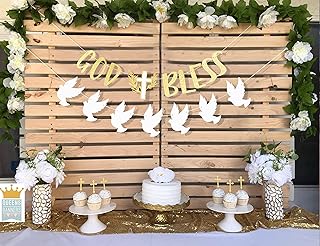 God Bless Banner - Baptism Decoration, Baptism Banner, God Bless Garland, First Communion Banner, First Holy Communion Banner Party Decorations, Baby Baptism Shower, God Bless Backdrop For Boy/Girl