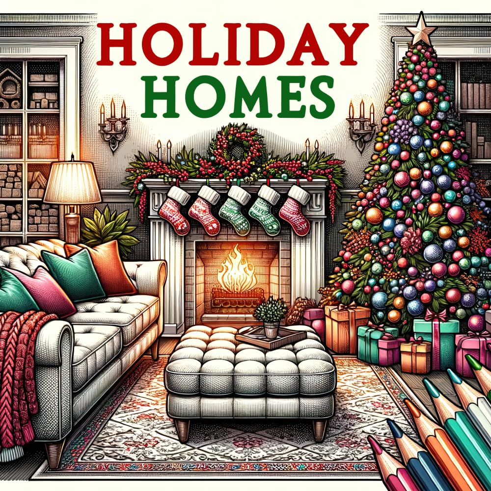 Holiday Homes Adult Coloring Book: Festive Cozy Houses for Yuletide and Winter Holidays