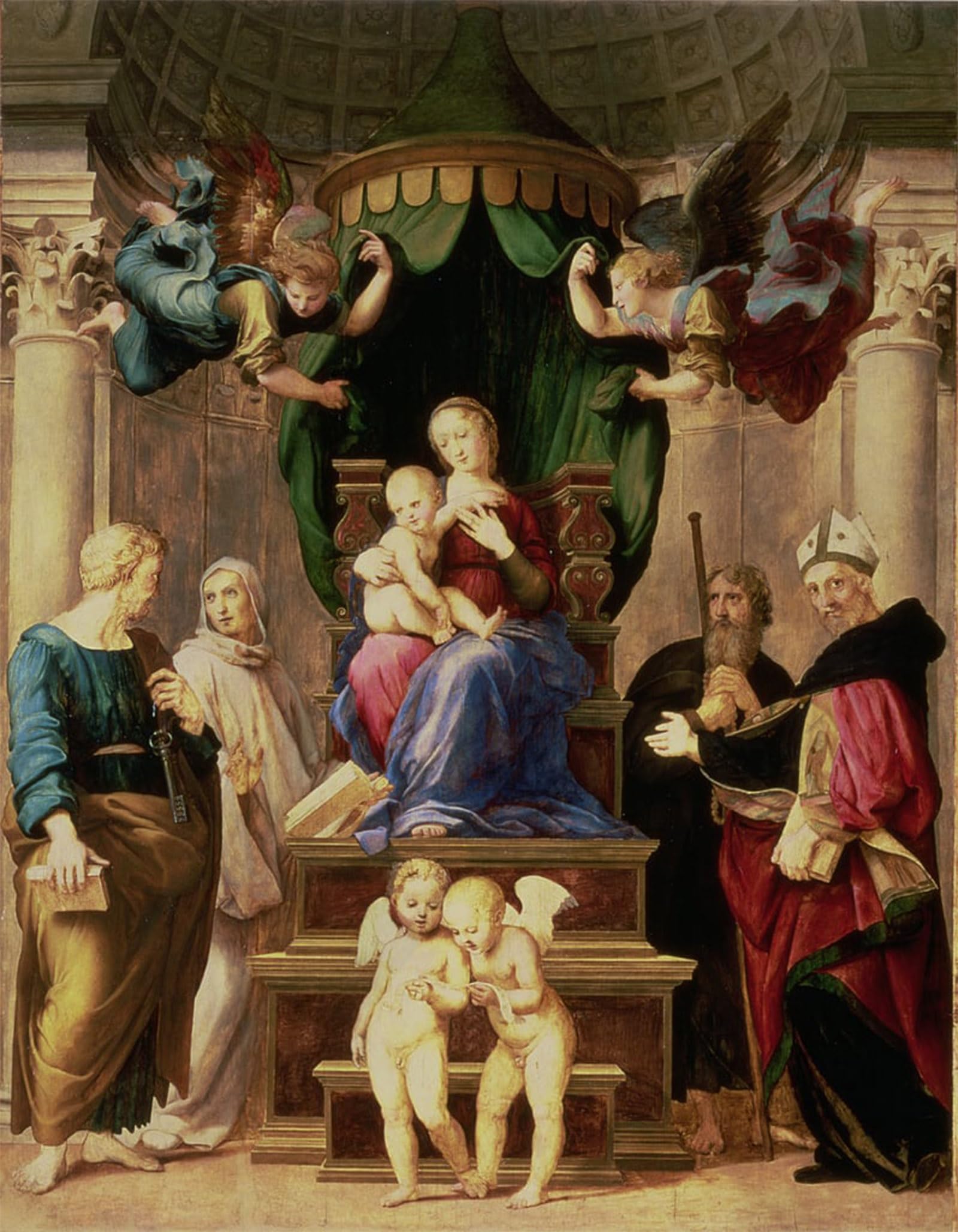 ARTXLXXBN Famous Print Painting Colorful Art Print Lady of the Baldacchino by Raffaello Sanzio Raphael Canvas Art Decorations for Home Decor 60x90cm
