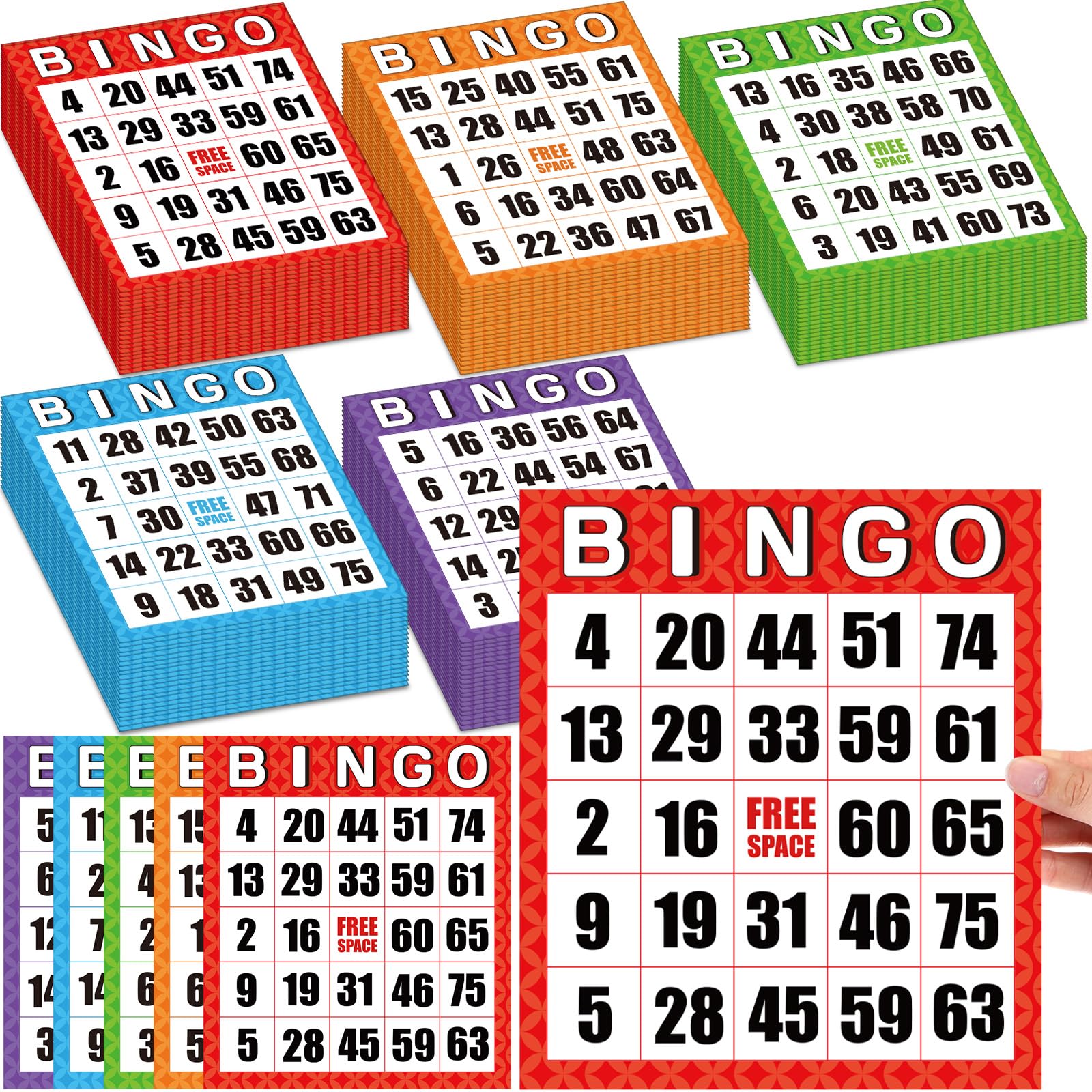 Eersida Jumbo-Bingo-Karten-Set, 20,3 x 22,9 cm, wiederverwendbar, leicht zu lesen, Bingo-Papierspielkarten mit großen Zahlen, ideal für Senioren, Familienspielabende, 200 Stück