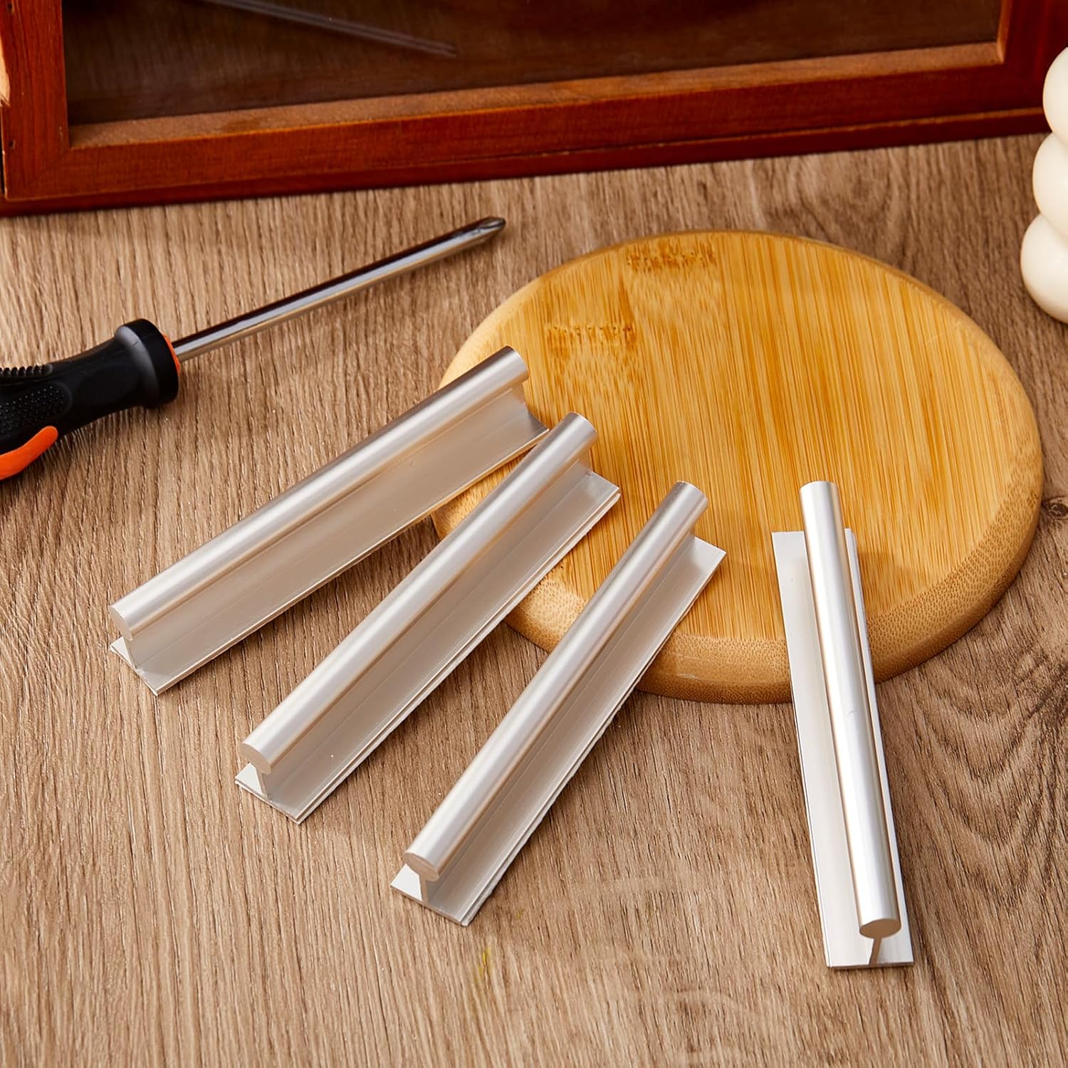 Yaocom 4 Pcs Self-Adhesive Edge Finger Pull Door Handle 4-3/4” Sliding Screen Handle for Cabinets Closets Sliding Shower Door Easy to Install Screwless Peel and Stick on Glass Wood Metal Plastic