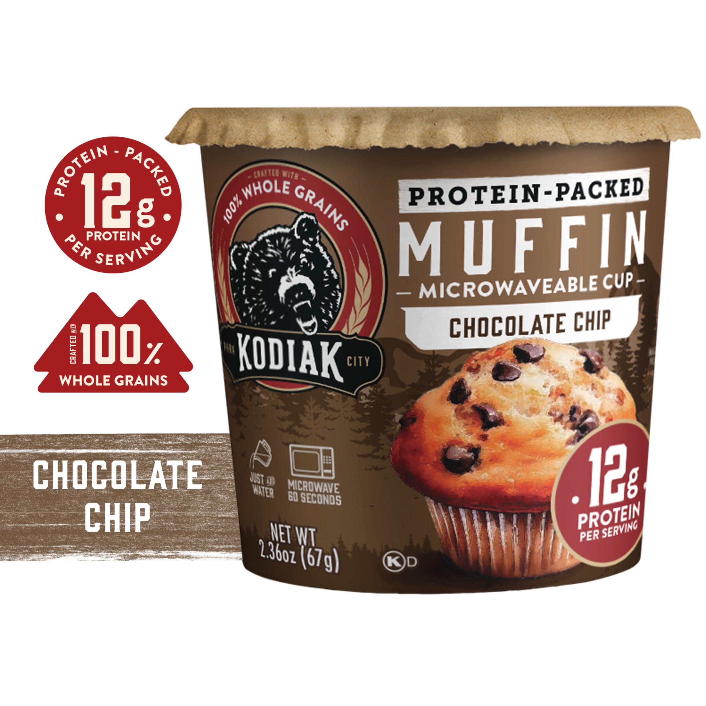 Kodiak Cakes Minute Muffins, Schokoladenstückchen, 67 ml, 12 Stück