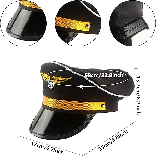 Miniatura 2 de Paquete de 8 sombreros de piloto para adultos, sombrero de capitán de avión, accesorios de disfraz para hombres y mujeres, suministros de fiesta de