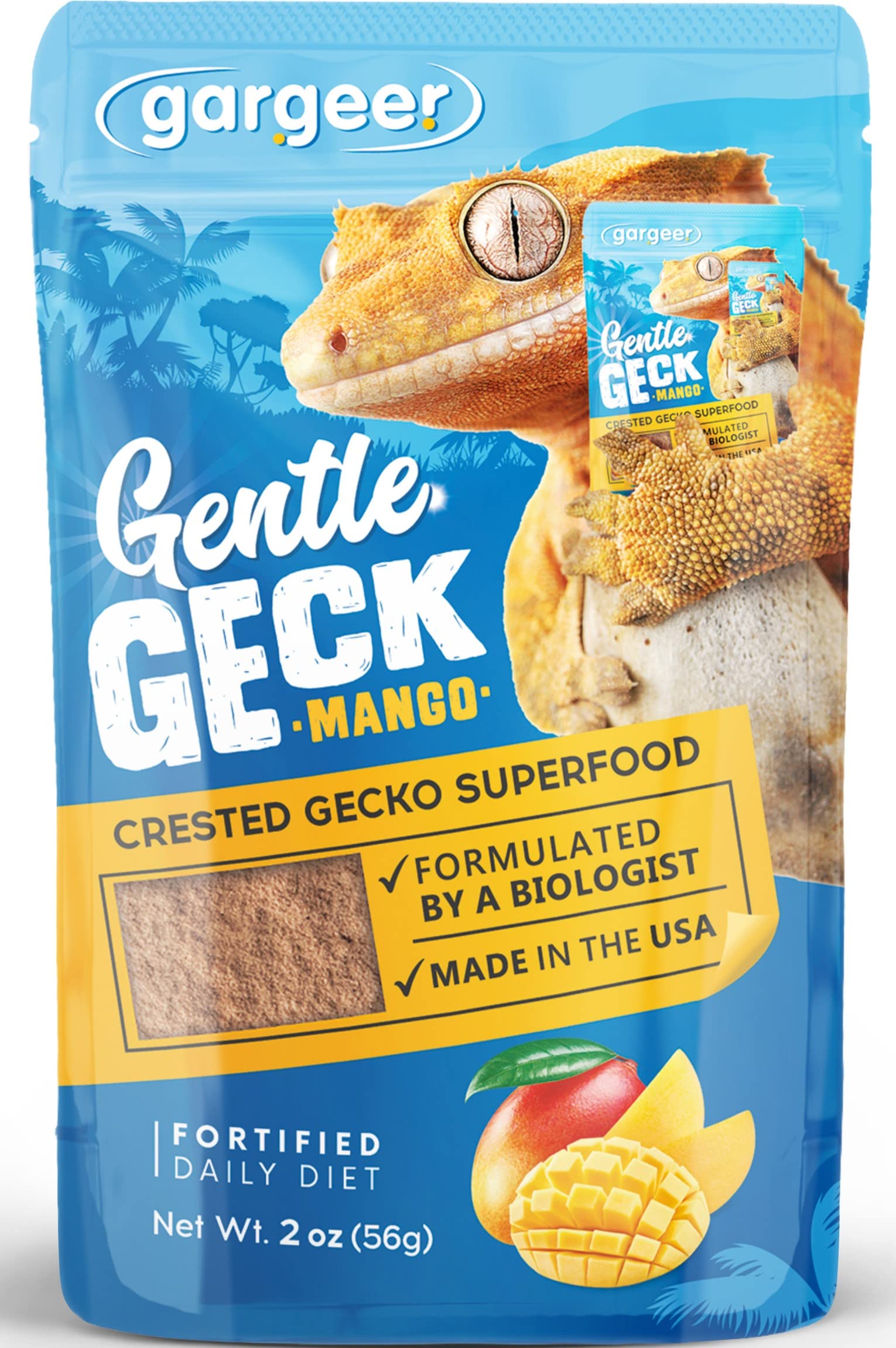 Gargeer 2oz Complete Crested Gecko Food Diet. Premium Mix, Ready to Use Freshly Made Powder. Unique Formula, Developed & Made in The USA. Enjoy! (