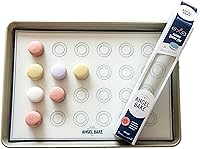 Vista 1 de Juego de 2 alfombrillas de silicona para hornear macarrones, antiadherentes para galletas, pasteles y más, para bandejas y hornos, paquete de 2