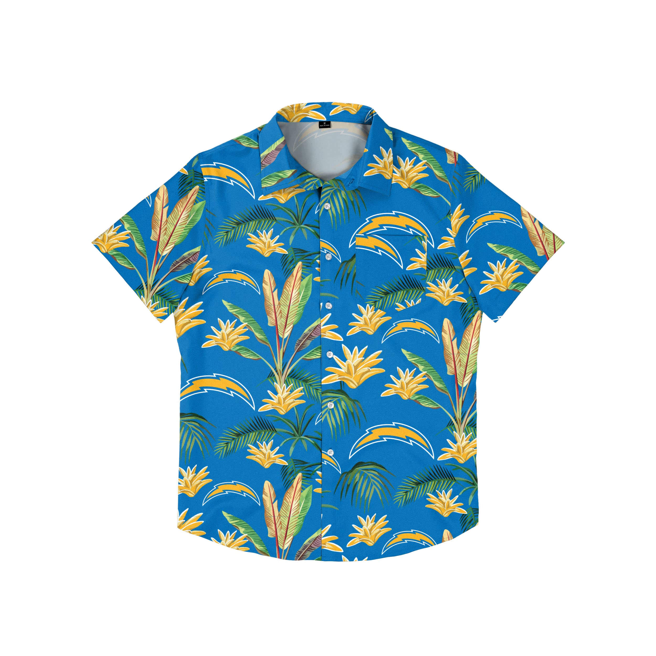 FOCO Los Angeles Chargers NFL Mens Victory Vacay Button Up Shirt