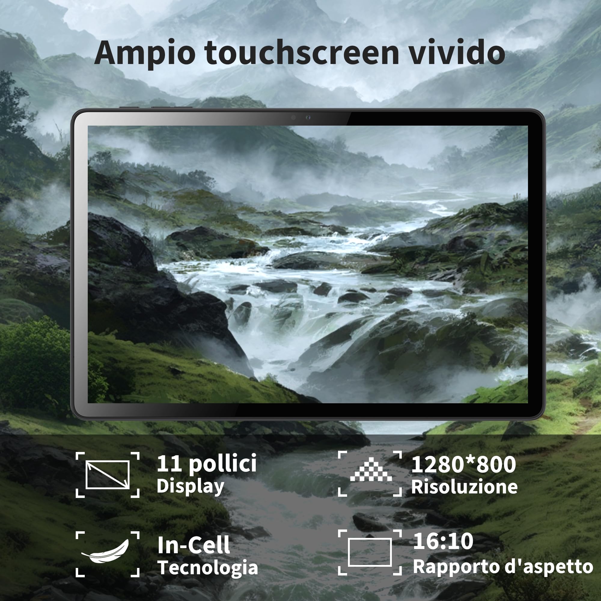 Veidoo Tablet da 11 pollici, Android Tablet con 8 GB (4+4 Expand) RAM 128 GB ROM 1 TB espandibile, 1280 * 800 touch screen HD in-cell, processore Octa-Core, WiFi 6, BT 5.0, doppia fotocamera (grigio)