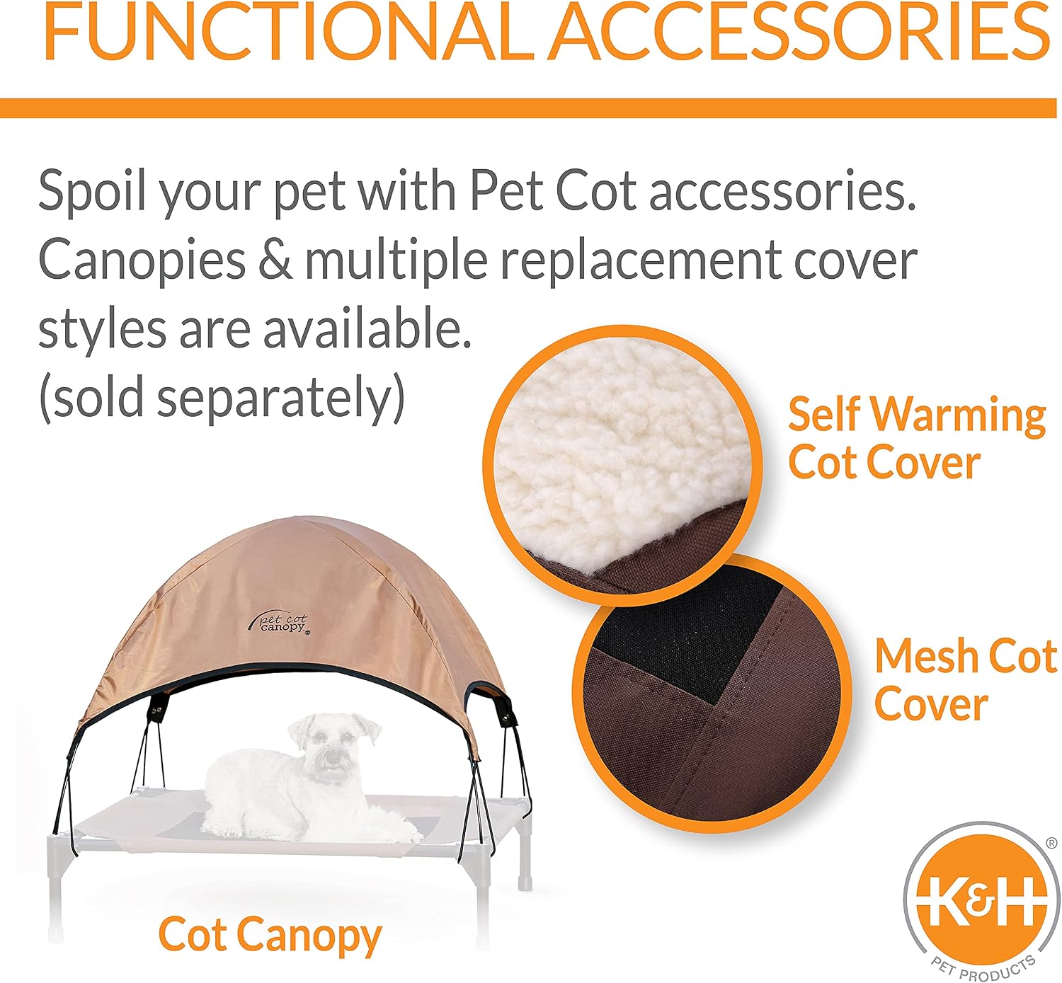 K&H Pet Products Original Pet Cot Elevated Dog Cot Bed Chocolate/Black Mesh Medium 25 X 32 X 7 Inches