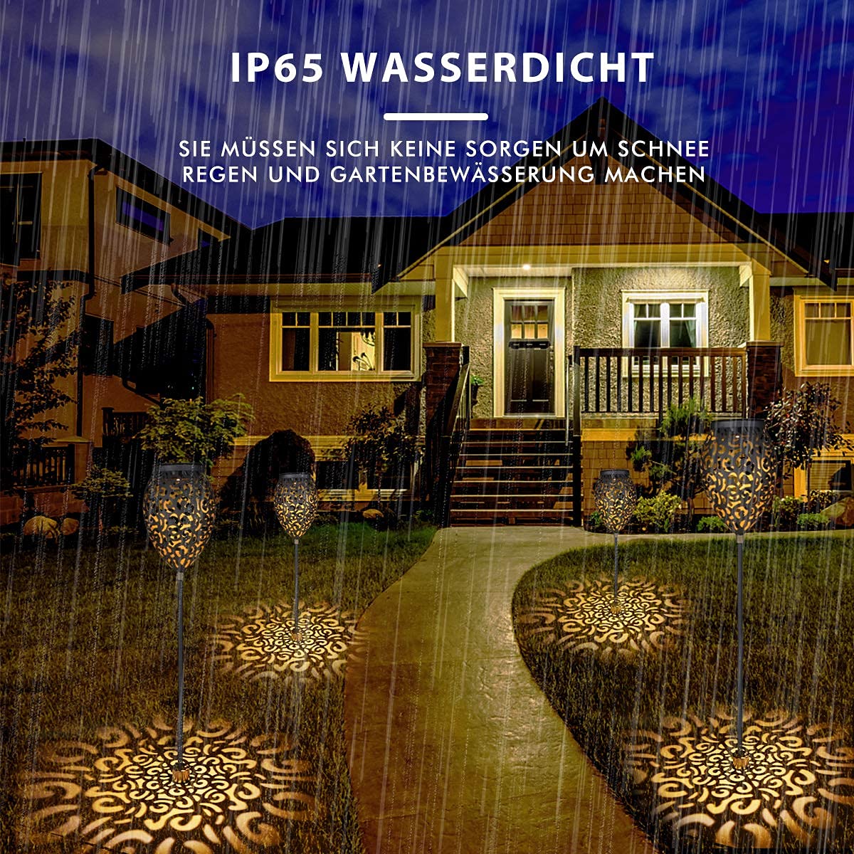 Görvitor Solarleuchten Garten, LED Warmlicht Solarlampen für Außen Garten, 69CM Gartenleuchten IP65 Wasserdicht, Solarleuchten für außen Vintage Deko Terrasse Rasen Wegeleuchten (Metall)