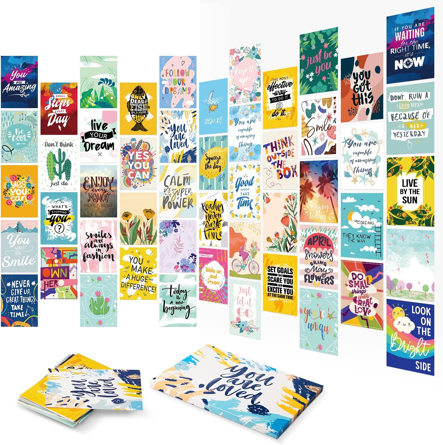 DEEPLAY Wall Collage Kit Aesthetic Picture, Inspirational Photo Wall Decor for Teen Girl, Motivational Posters for Room Aesthetic, Encouragement Quote Wall Art 50 Pcs