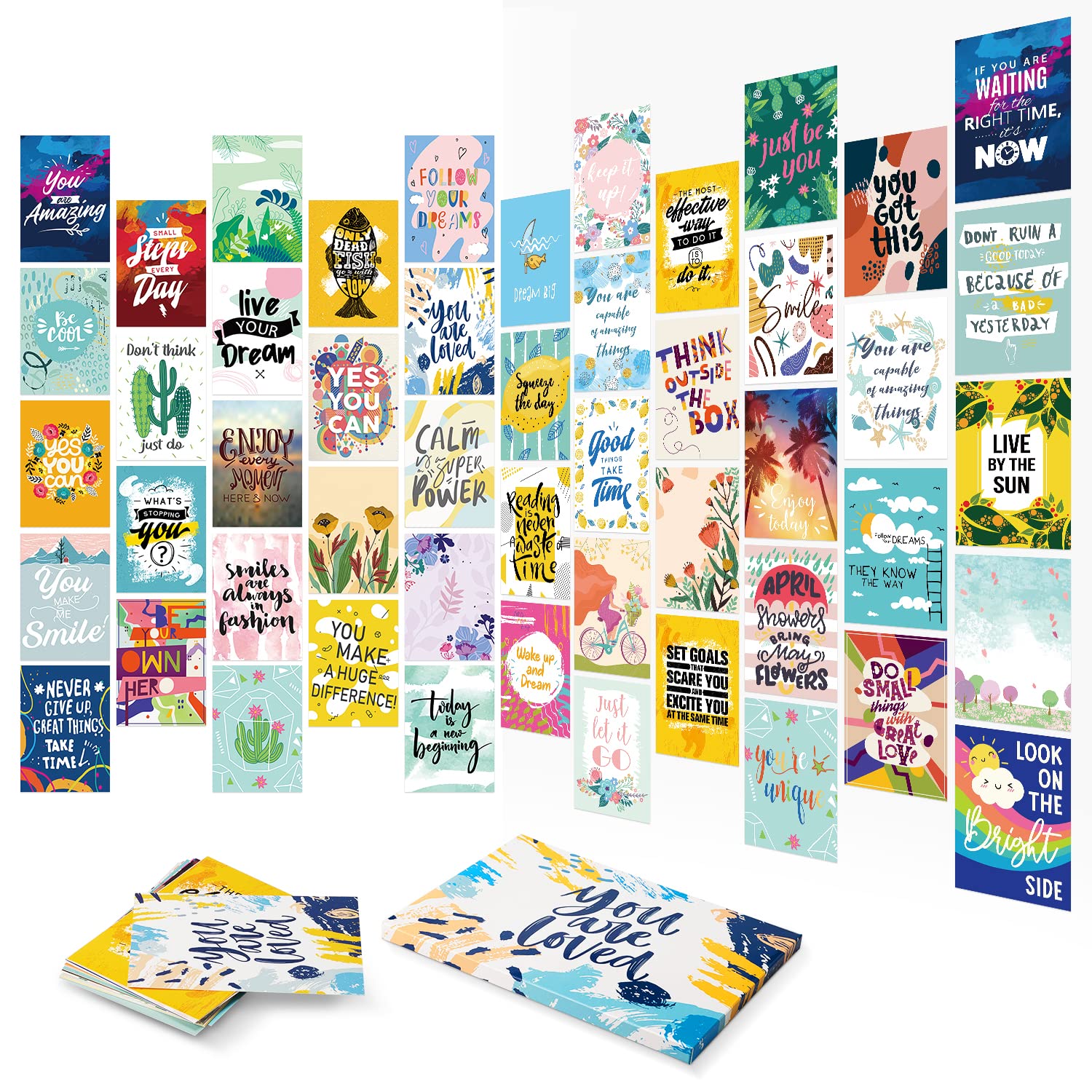 DEEPLAY Wall Collage Kit Aesthetic Picture, Inspirational Photo Wall Decor for Teen Girl, Motivational Posters for Room Aesthetic, Encouragement Quote Wall Art 50 Pcs