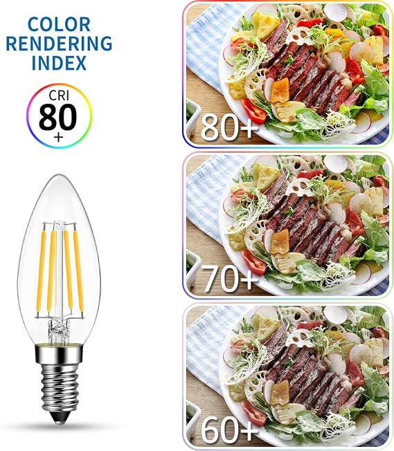 ANWIO E14 LED Bulbs,E14 Led Light Bulb Warm White 40W Incandescent Equivalent LED Candle Bulbs Small Screw,C35 4W SES Small Edison Led Bulb, 2700K, 470Lm,Non-Dimmable (6 Pack) [Energy Class E]