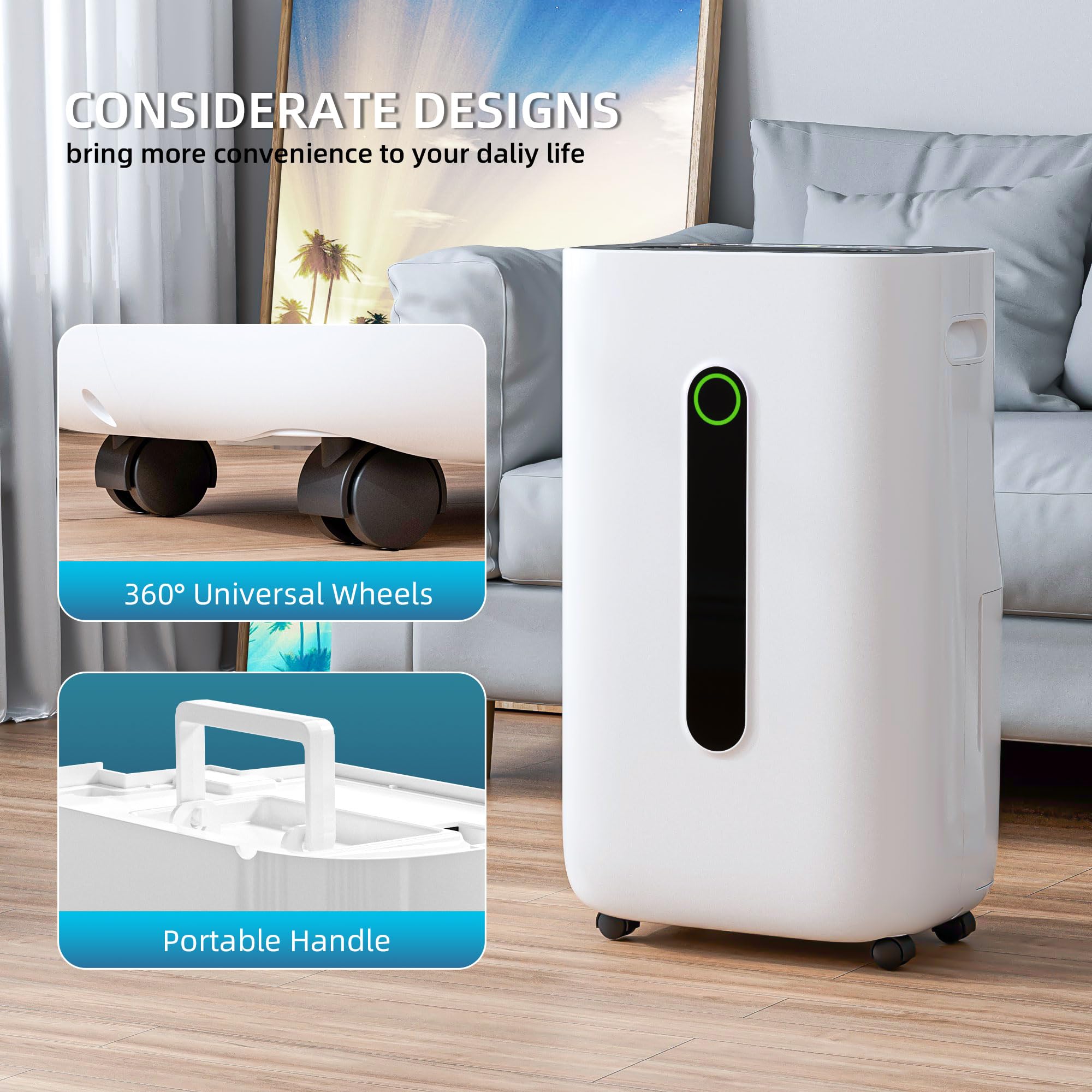 Deumidificatore per cantine e casa, con tubo di scarico, controllo intelligente dell'umidità