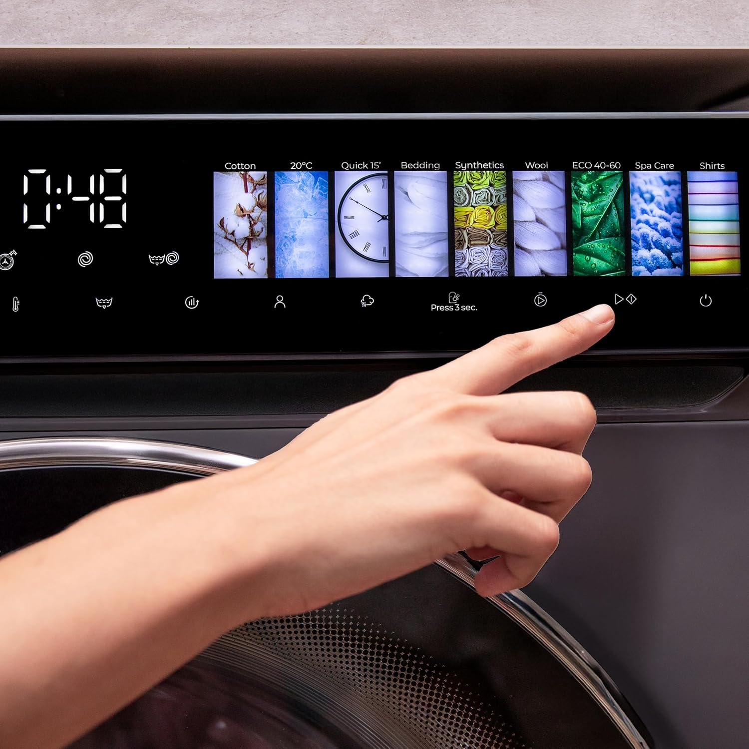 Close-up of the FullColor touchscreen control panel