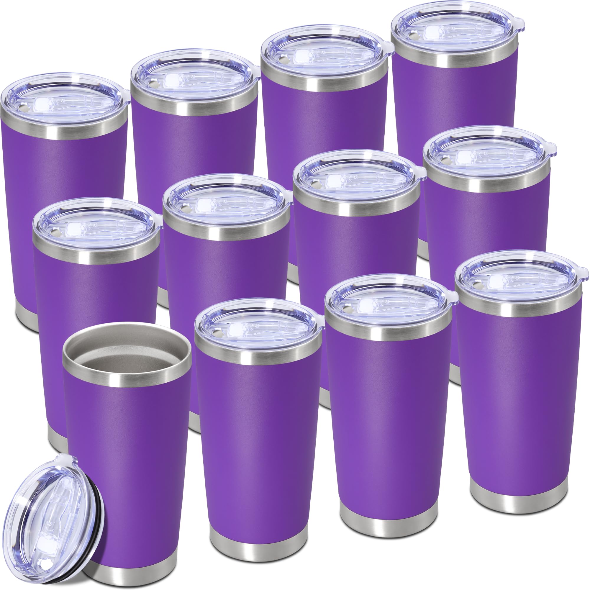 20oz Tumbler Insulated Tumblers Vacuum Coffee Mug with Lid Purple 12Pack