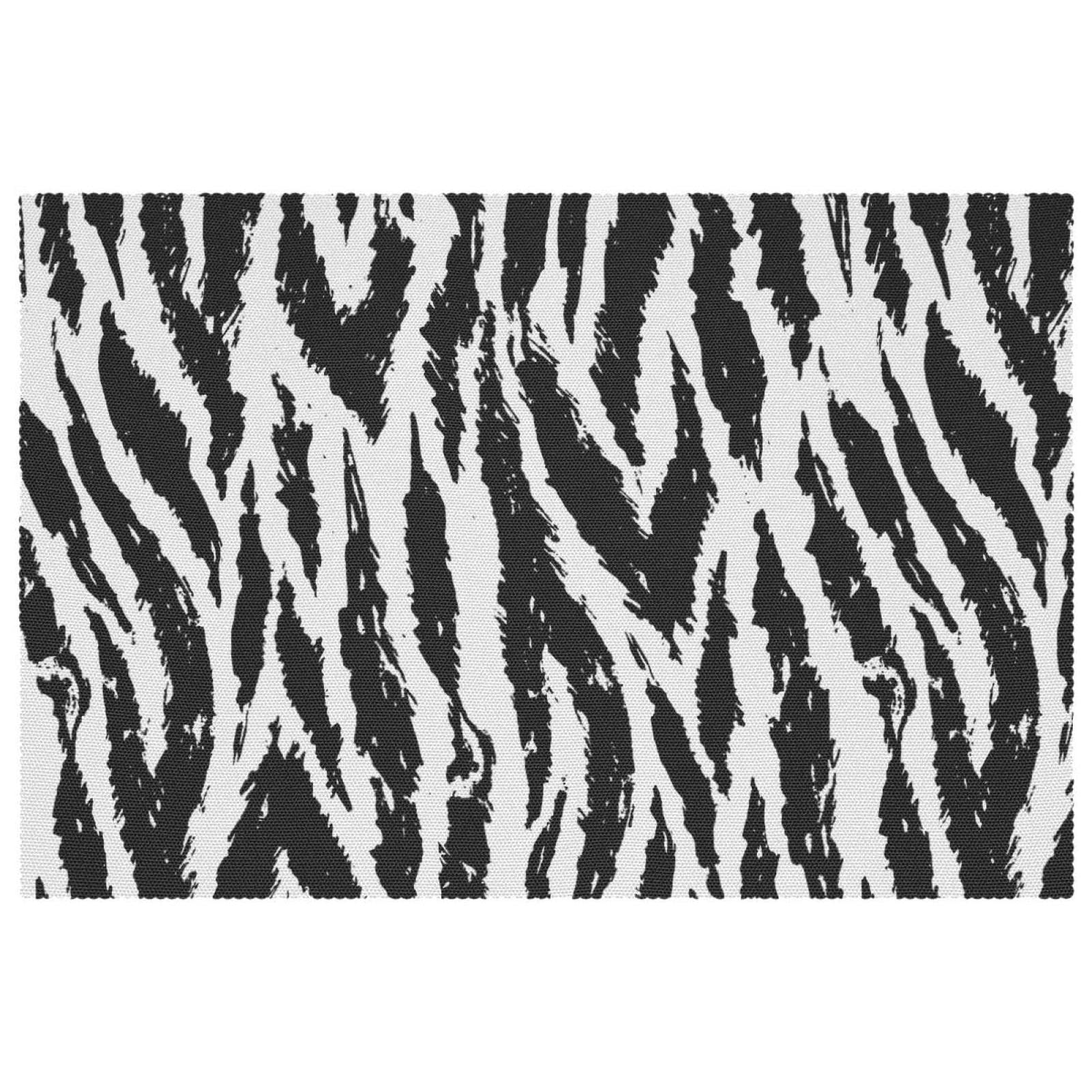Set de table anti rayure et chaleur lot de 6 protège table motif tigré noir et blanc