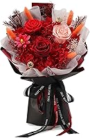 BestFlower Eternal Preserved Roses Bouquet - Valentine's Day Gifts for Wife Girlfriend Mom, Lasts Forever, 5 Colors with Vase