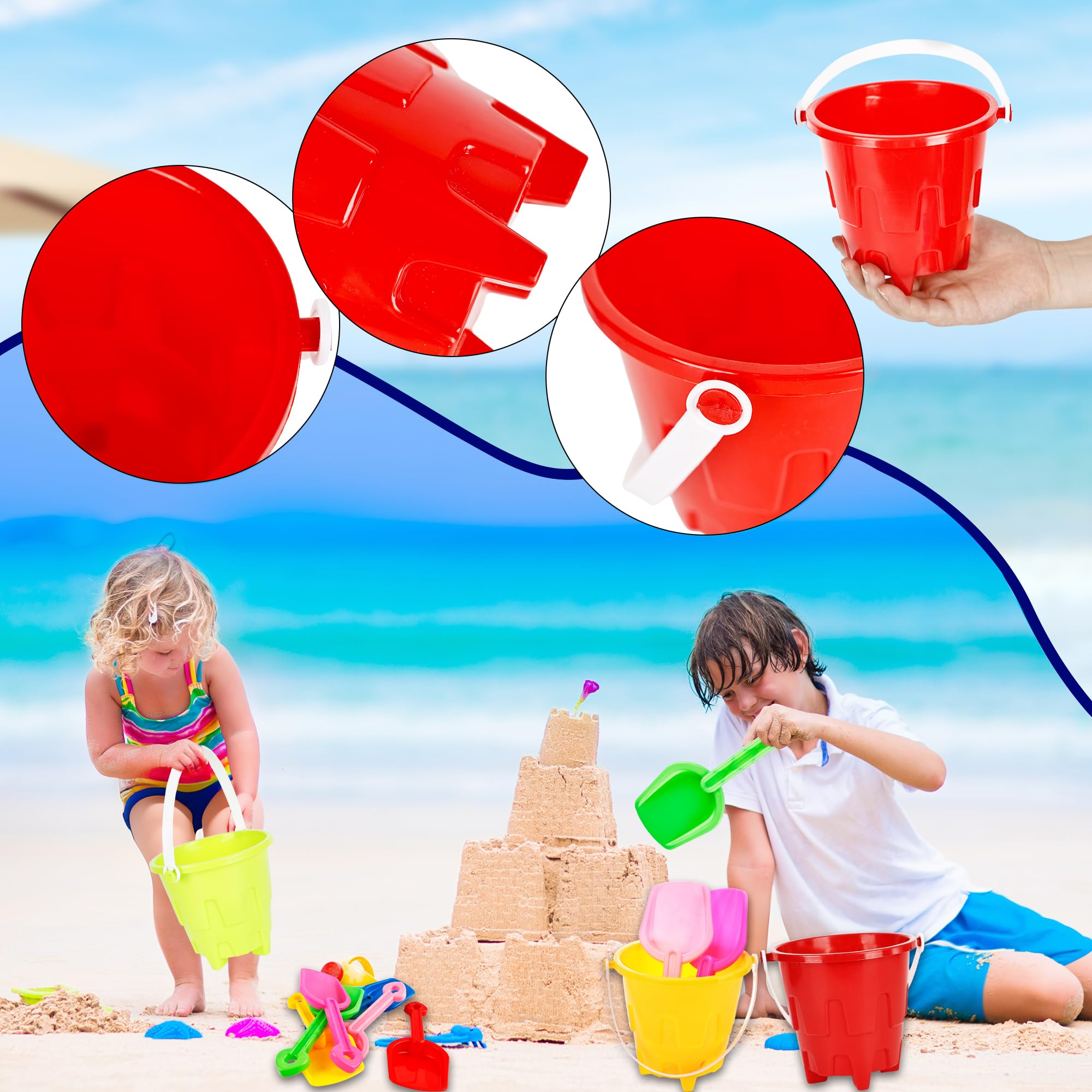 Lot de 60 seaux et pelles de plage - 30 mini seaux en plastique - 30 pelles à sable - Seau à sable en vrac pour l'été, la plage, la piscine, les fêtes